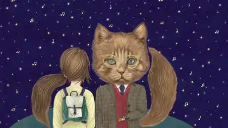 Two people standing in a room, next to a bed.